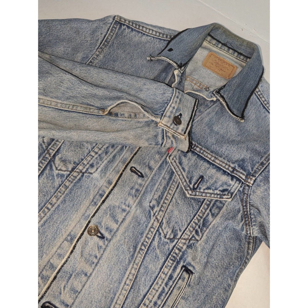 VTG USA Levis WPL 423 Medium Blue Cotton Trucker Denim Jean Jacket Mens Size 40